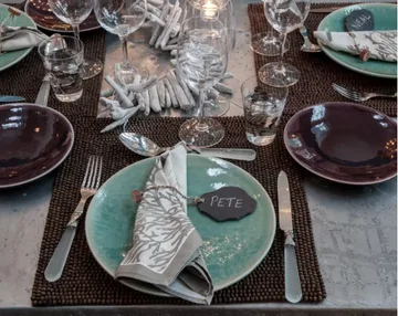 Gray slate place cards, one of the author’s prized pieces.