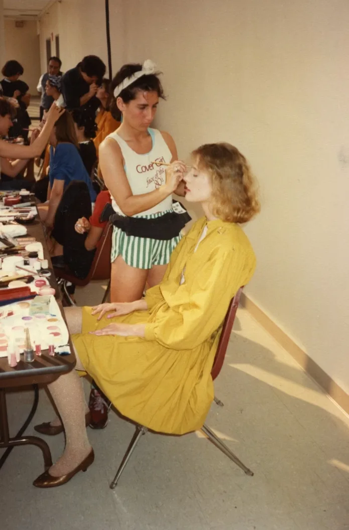 Brown working as a makeup artist in the 1980s before she launched Bobbi Brown Cosmetics.